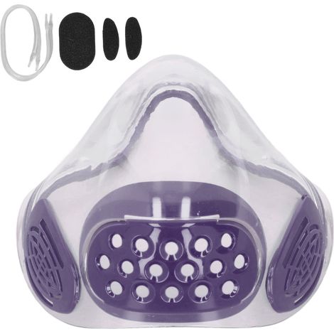 Respirateur anti-buée PC transparent, écran facial anti-projections avec filtre respiratoire, pour enseignant adulte, violet (1/5)
