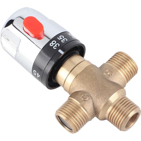 Thermostatisches Mischventil aus Messing, Wassertemperaturregelung für Rohre und Waschbecken (1/5)