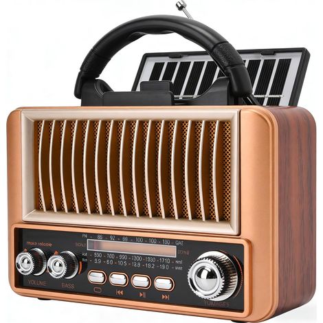 Radio Vintage, FM/Am/SW Poste Radio Vintage, Radios Portable avec Bluetooth, Emplacement pour Carte TF, Batterie Rechargeable, Radios Nostalgie, Bluetooth Rétro pour Cuisine/Chambre/Bureau (1/5)