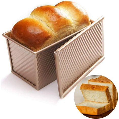 Moule à Pain avec Couvercle, Moule à Toast Antiadhésif, Moule à Gâteau en Acier au Carbone, Moules à Pain Rectangulaire pour la Cuisson à la Maison Gâteau au Pain Grillé, 450g de pâte