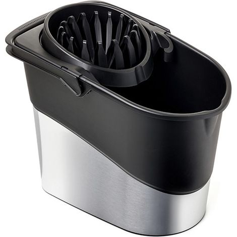 Cubo con escurridor Spidder Deco Steel gris Tatay