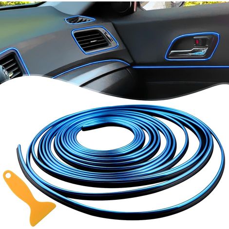 Bande adhésive 3D bleue de 10 m pour moulures et garnitures intérieures de voiture, idéale pour la décoration de pièces automobiles. (1/5)