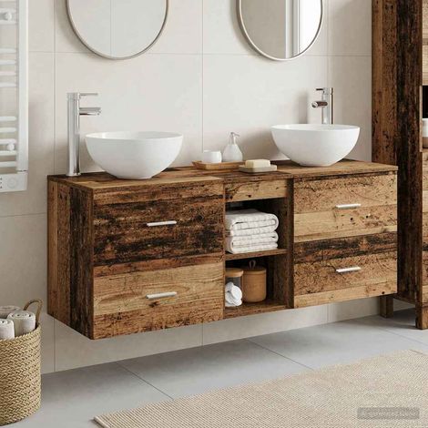 vidaXL Bathroom Cabinet Set 3 pcs Old Wood 129 x 41 x 80 cm (1/5)