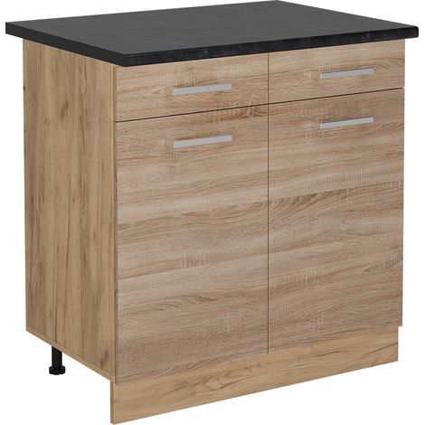 Mobiletto base per cucina R-Line, Sonoma, 80 cm , PL Antracite, Vicco