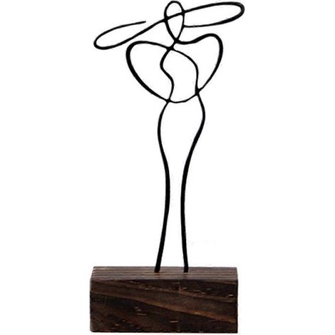 Frauenskulptur aus Metall, elegante Statue, Tischdekoration, Geburtstagsgeschenk-Black (1/5)