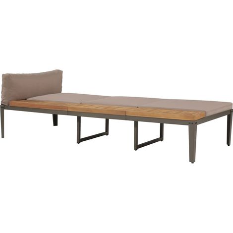 Lettino Prendisole con Cuscini in Massello Acacia Marrone vidaXL