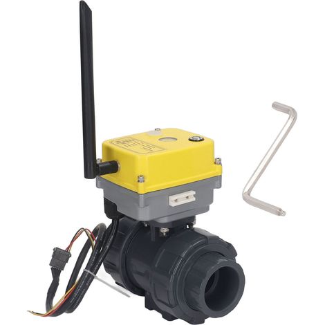 Vanne à bille électrique intelligente WiFi PVC IP67, robinet motorisé 110-230V 15W 50N.M, contrôle à distance via APP, diamètre de tuyau DN40, étanche et robuste. (1/5)