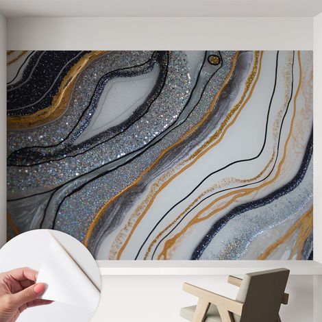 Papier peint adhésif décoratif pour salon chambre et cuisine Facile à poser avec colle Vagues de pierre 152x104 cm (1/5)