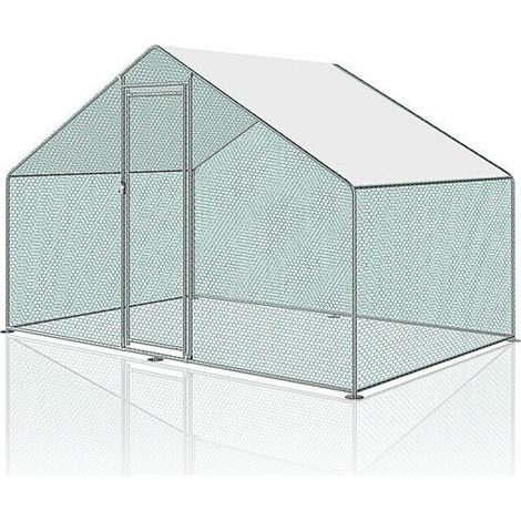 Randaco Recinzione per pollaio Acciaio zincato con recinzione in rete con serratura Area coperta Pollaio per piccoli animali 3 x 2 x 2 m 6 m²