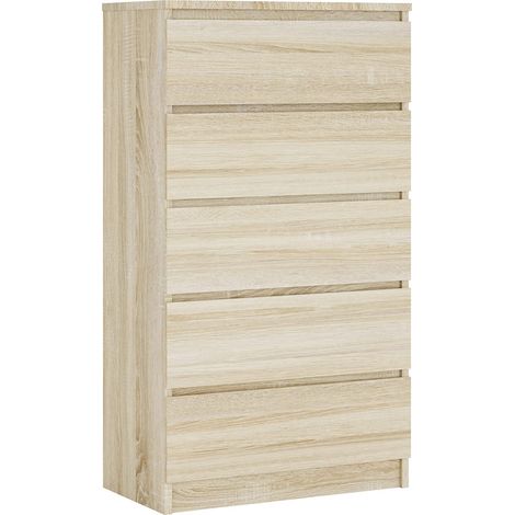 Cassettiera 5 cassetti, Rovere Sonoma, 70 x 39 x 125 cm (1/5)
