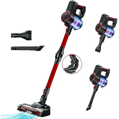 Aspirateur Balai sans Fil, Aspirateur sans Fil Puissant 2 en 1, 15kPa, 100W, Pliable à 180°, Lumière Led, 2 Vitesses, Multifonction Maison pour Canapé, Poils d'animaux, Tapis (1/5)