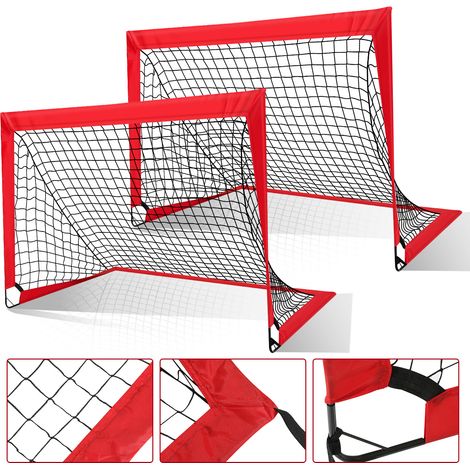 Randaco Pop-Up Fußballtore 2er Set Mini Fußballtore 120 x 90 cm, faltbar Fußballtor für Garten & Park, für Kinder