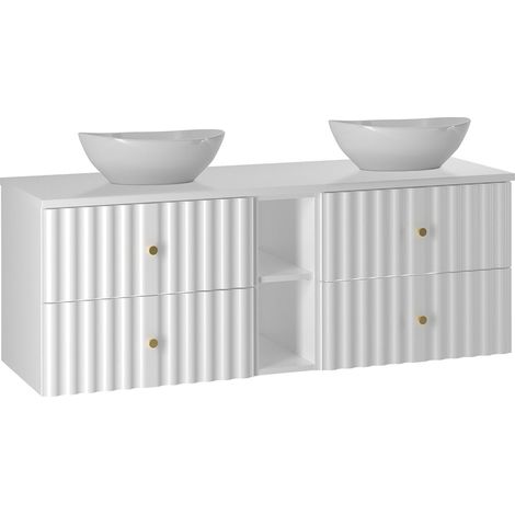Mueble doble lavabo 140cm 2 compartimientos Izae Blanco (1/4)