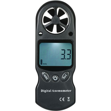 Mini-tragbares multifunktionales digitales Anemometer mit Temperatur- und Hygrometer (Schwarz)