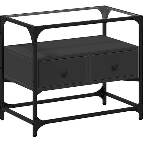 Mobile TV multimediale scaffale per televisione televisore buffet sala da pranzo soggiorno camera da letto e piano in vetro 60 x 35 x 51 cm multistrato nero 020027612