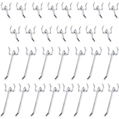 30 Pcs Panneaux Perforés Crochets Métal Crochets pour Panneau perforé accessoires-10 cm et 5 cm Crochet Simple Ensemble Pour Les Garages, Les Remises à Outils,Les Ateliers (1/4)
