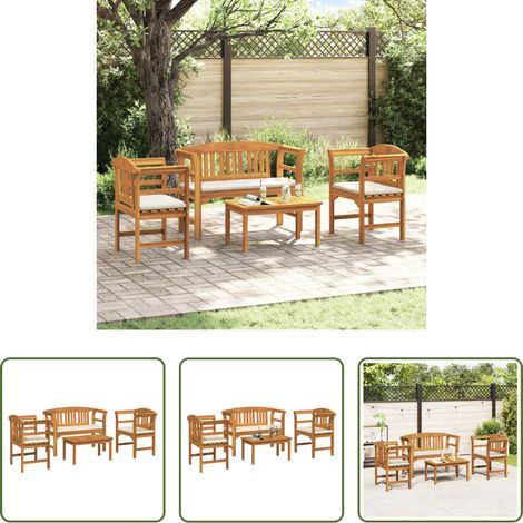 Banc de jardin - Ensemble de salon Rose de jardin 4 pcs Bois d'Acacia Massif (1/5)