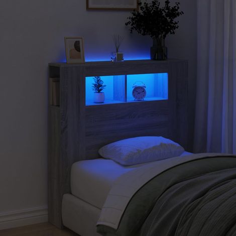 Cabecero LED madera ingeniería gris  100x18,5x103,5 cm