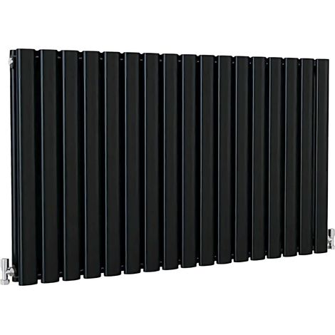 SKY Bathroom Oval Column Radiator Horizontal 600x1003mm Double Black