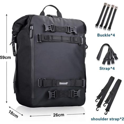 Multifonctionnel sac de moto moto bagages 20L moto sacoches de selle sacs porte-bagages sac arrière Noir-Fei Yu (1/4)