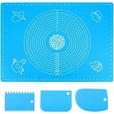 70x50cm Silikon-Backmatte, Antihaft-Wiederverwendbare Backmatte mit rutschfesten Maßen, Backmatte für Fondant, Torten, Pizza und Teig, Ausrollmatte, Arbeitsflächenmatte (1/4)