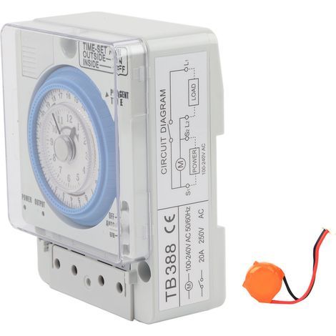 Minuteur Mécanique TB388 15 Min à 24H, Interrupteur Temporel Relais AC250V 20A, Sans Coupure de Courant (1/5)