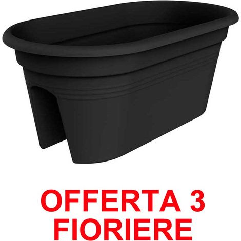 OFFERTA 3 FIORIERA GREEN BASICS FLOWER BRIDGE 55CM LIVING BLACK ELHO