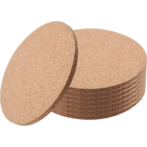 Sous-couches rondes en liège - 10 cm de diamètre, 1 cm d'épaisseur, réutilisables et absorbantes - pour la maison, le bureau, les bars et restaurants, et même les tasses - 10 cm (1/3)
