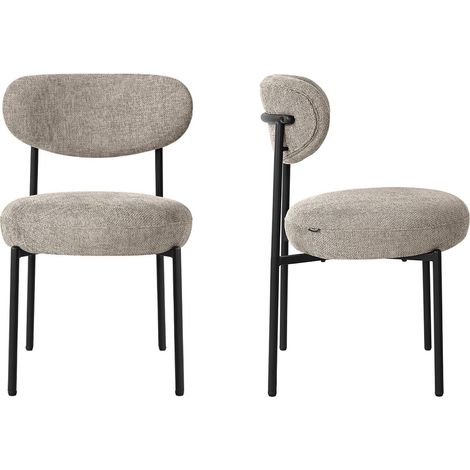 Lot de 2 chaises de salle à manger en tissu chenille taupe - Orla