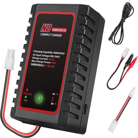 Chargeur Nimh pour Batterie Nimh/NiCD (2-8s),Chargeur Intelligent pour Drone de Bateau de Voiture Airsoft RC, Chargeur RC pour Batterie NiMH/NiCD avec connecteur Standard (1/5)