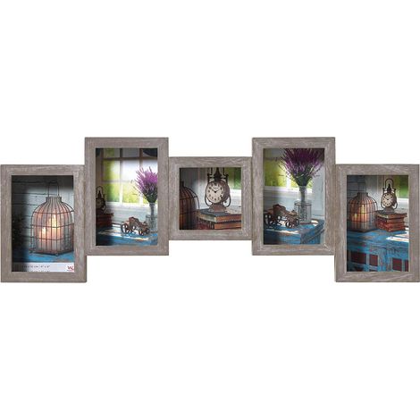 Cadre Photo Gris 4X10x15 cm et 1X10x10 cm Cadre galerie Rustic SN555D (1/4)