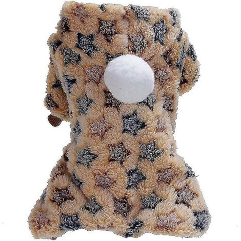 Hundebekleidung, Fleece-Overall, Winterkleidung für Hunde, warme Haustierkleidung für Vierbeiner, Outfit, kleines Hunde-Sternenkostüm, Bekleidung, hellbraun (1/5)