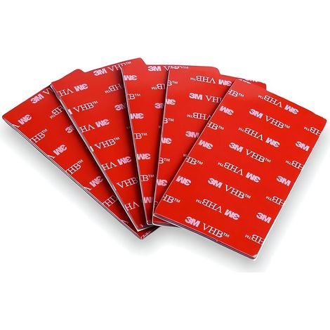 3M VHB GPH-110GF, 15 Pads Rectangulaires Double Face Extra Forts en Mousse Acrylique Haute Température, Gris, 25 x 50 mm x 1,1 mm (1/5)
