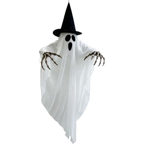 Décoration d'Halloween suspendue à LED représentant un fantôme, pour maison hantée, jardin ou porte.