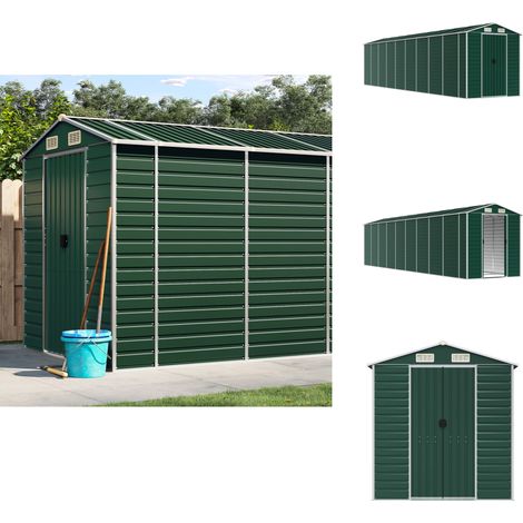 Abri de jardin vert 191x810x198 cm acier galvanisé - Abri De Jardin - Abri Métallique - Rangement Extérieur - Stockage Jardin - Outillage (1/5)