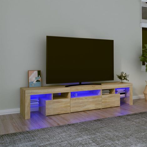 Meuble TV avec lumières LED Chêne sonoma 200x36,5x40 cm (1/5)
