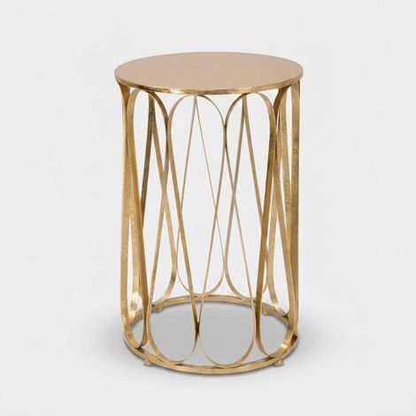 Table d appoint mauro ferretti métal doré 37 cm diamètre (1/5)