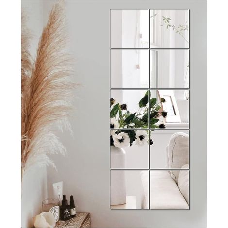 10 Pièces Miroir, Verre Lisse Poli, Adhésif Double Face, Décoration Murale Salon Chambre