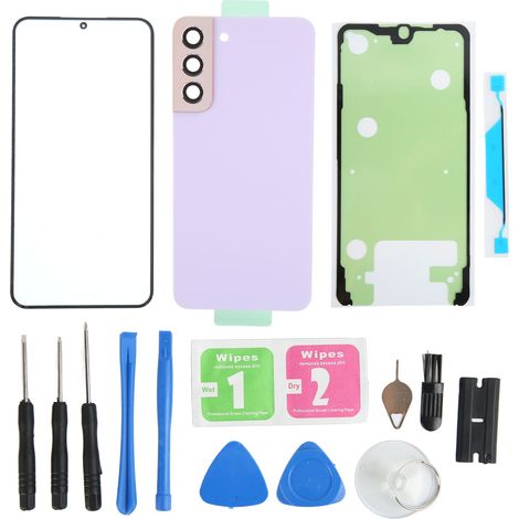 Panneau arrière en verre extérieur pour smartphone Samsung Galaxy S22 Plus Violet – Coque remplacement avec objectif d’appareil photo, kit porte vitrée de logement (1/5)