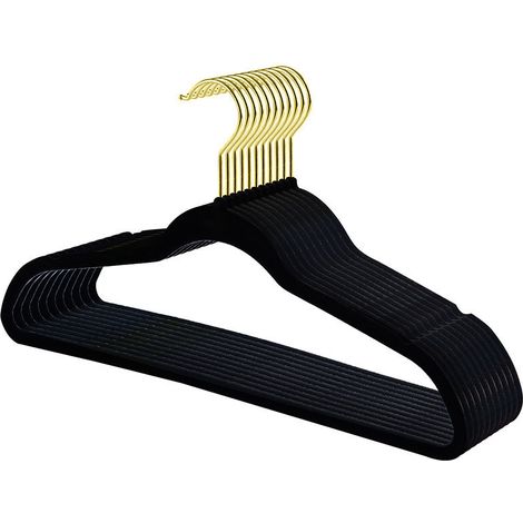 Cintres, lot de 10 cintres en velours (noirs)