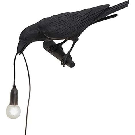 Vogel Tischlampen Krähe Schreibtisch Lampe Schlafzimmer Wandleuchte Licht Harz Dekoration (schwarz, Wandleuchte)