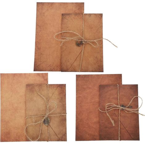 3 ensembles de papier à lettres et d'enveloppes rétro style vintage, enveloppes de vœux-20X14X0.1CM