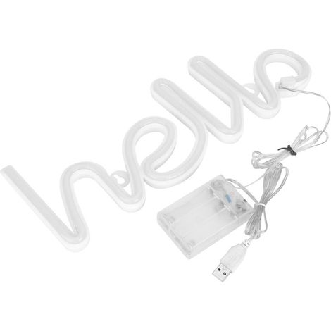 Enseigne Neon LED "Hello" Décoration Murale - PVC Flexible Lumière Douce - 34cm Piles/USB