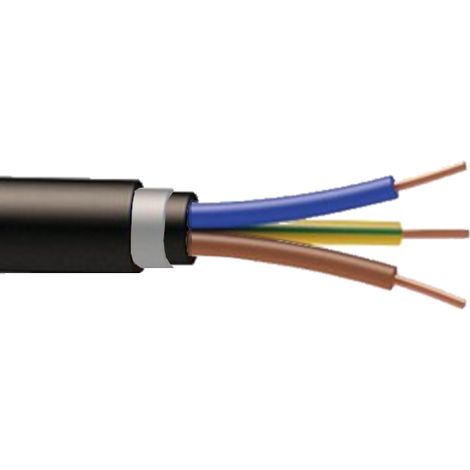 Bis-Electric – Cable électrique RVFV armé 3G2.5mm² – Cuivre nu massif – Isolation polyéthylène réticulé – Longueur minimum 10m
