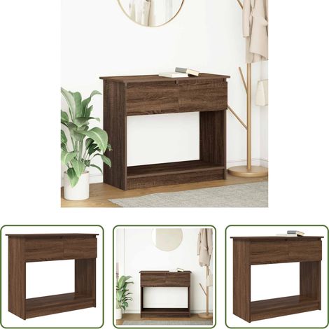 Rangement - Table console avec tiroirs chêne marron 85,5x38,5x74,5 cm (1/5)