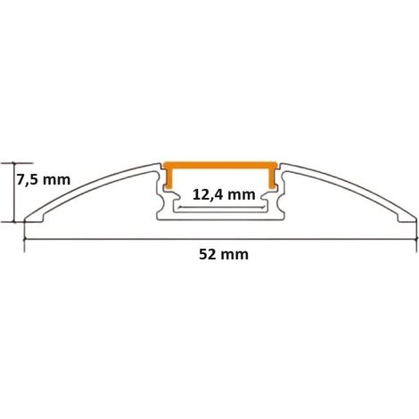 Jandei - Perfil de aluminio para tira led de superficie. Forma curva. 52mm x 7,5mm.