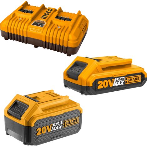 Kit pack pro caricabatterie doppio rapido 4ah + 2 batterie 20v 5 ah 2 ah (1/5)