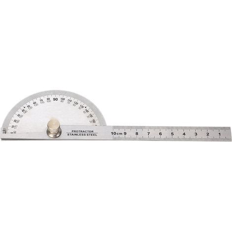Goniometro in acciaio inox, portatile, regolabile da 0 a 180 gradi, strumento di misurazione con righello da 10 cm per la lavorazione del legno. (1/5)