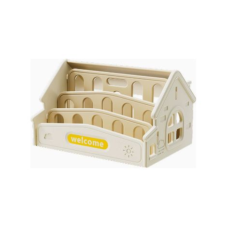 Bibliothèque enfant crème jaune avec tableau à dessin étagère de table multifonction rangement albums illustrés livres jouets adapté bureau fenêtre maternelle bébé (1/5)