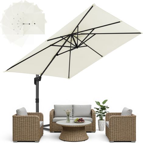 Jiubiaz Ombrellone ecru Ø300 cm – Elegante per terrazza e giardino